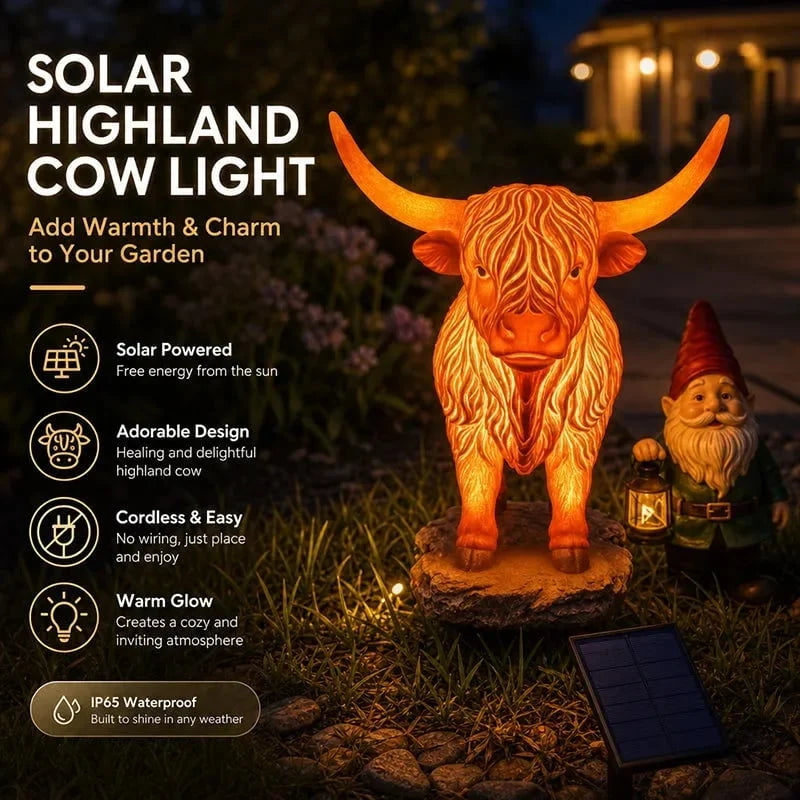 Outdoor Solar Highland Cow Light for Garden Display