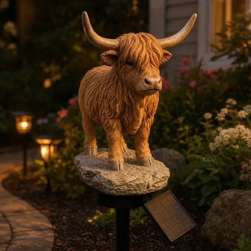 Outdoor Solar Highland Cow Light for Garden Display