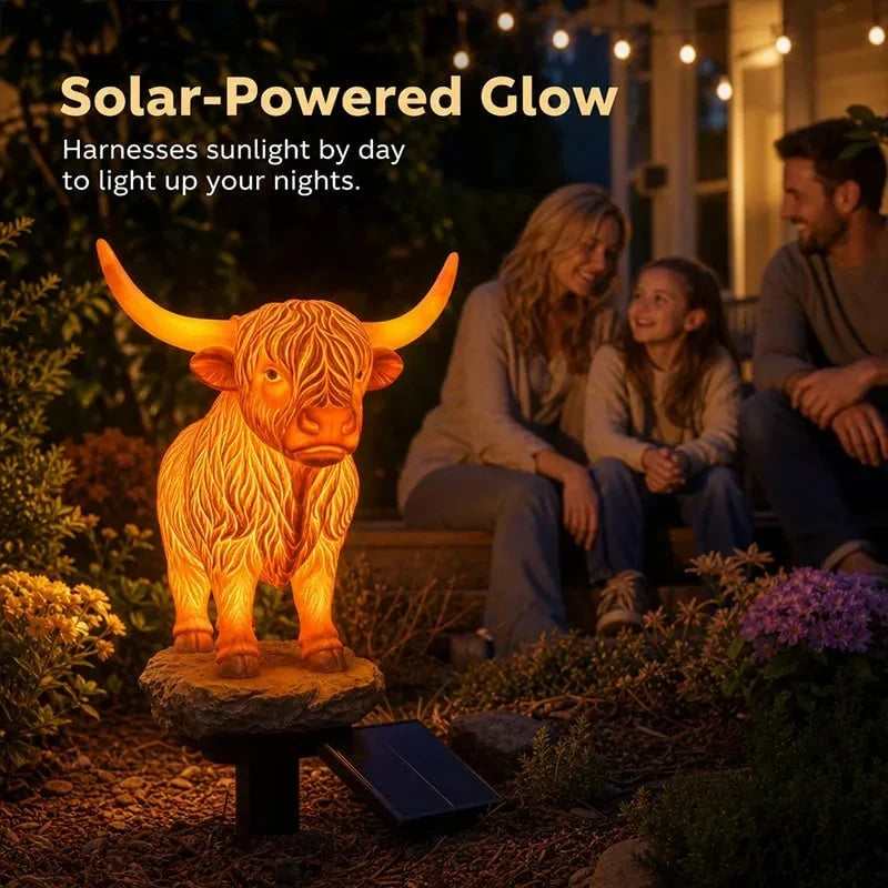 Outdoor Solar Highland Cow Light for Garden Display