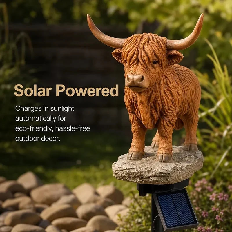 Outdoor Solar Highland Cow Light for Garden Display