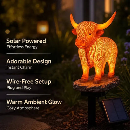 Outdoor Solar Highland Cow Light for Garden Display