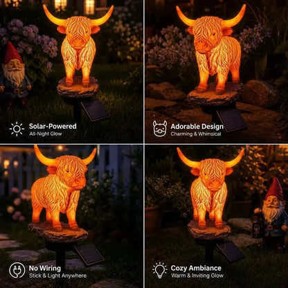Outdoor Solar Highland Cow Light for Garden Display