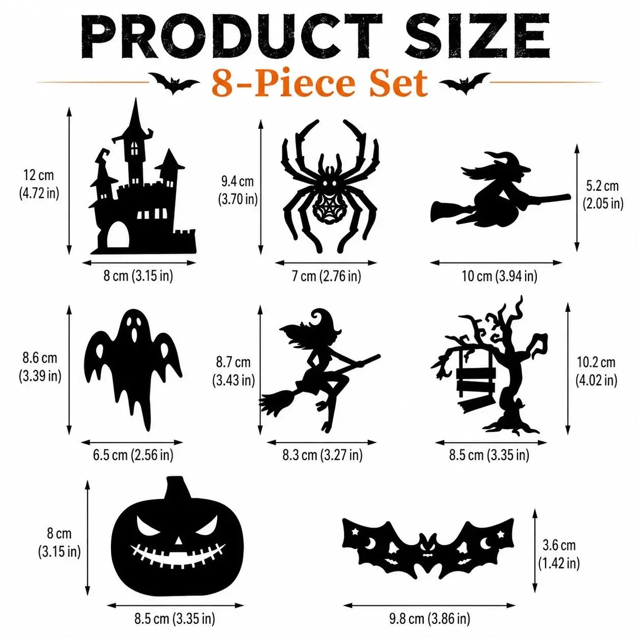 Decorative 8 Pack LED Silhouette Wall Light Stickers, Battery Powered