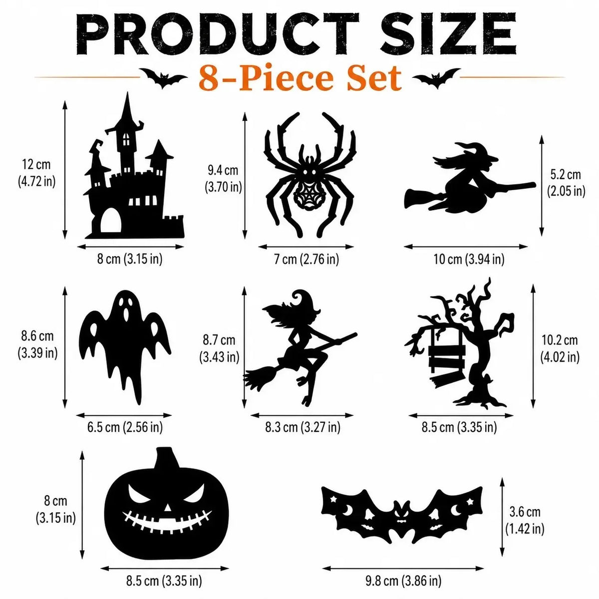Decorative 8 Pack LED Silhouette Wall Light Stickers, Battery Powered