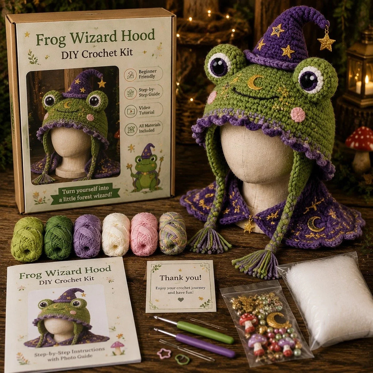 Hands-On Fantasy Hood Hat DIY Crochet Kit – Create Your Own Magical