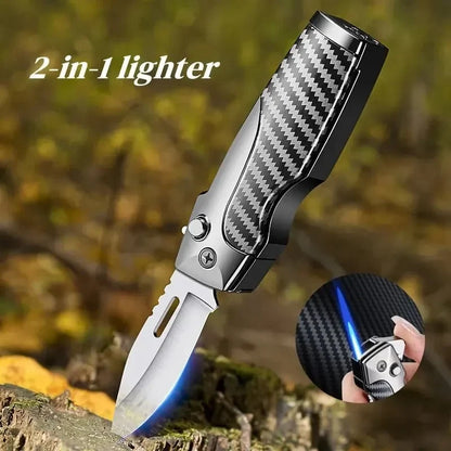 Folding Tactical Knife with Integrated Lighter