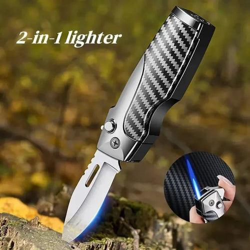 Folding Tactical Knife with Integrated Lighter