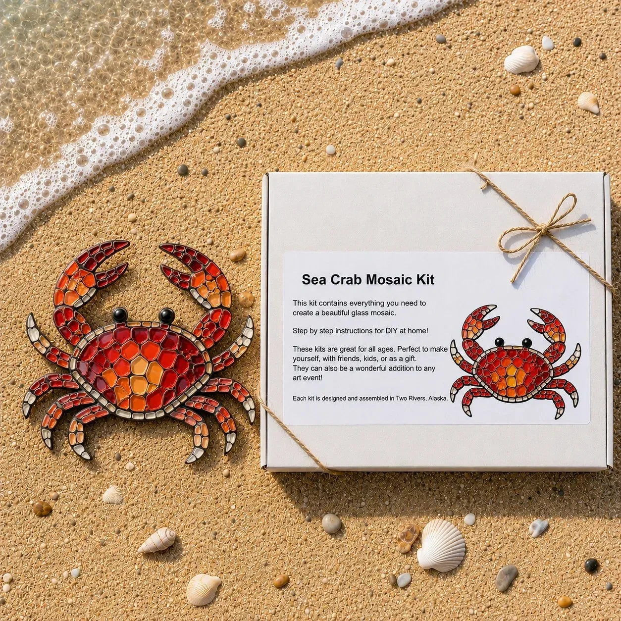Beginner Octopus Mosaic Kit with Glass Pieces and Step-by-Step Guide