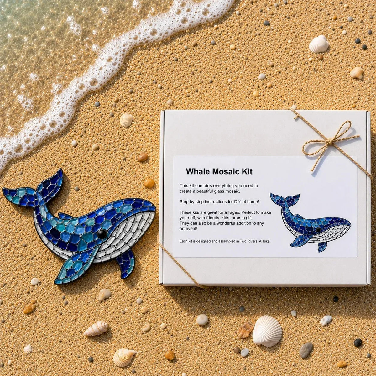 Beginner Octopus Mosaic Kit with Glass Pieces and Step-by-Step Guide