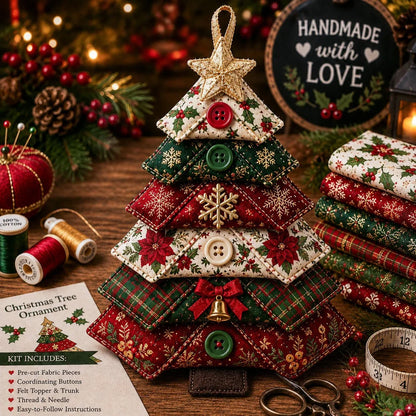 Hands-On Layered Fabric Tree Ornament DIY Sewing Kit for Creative Play
