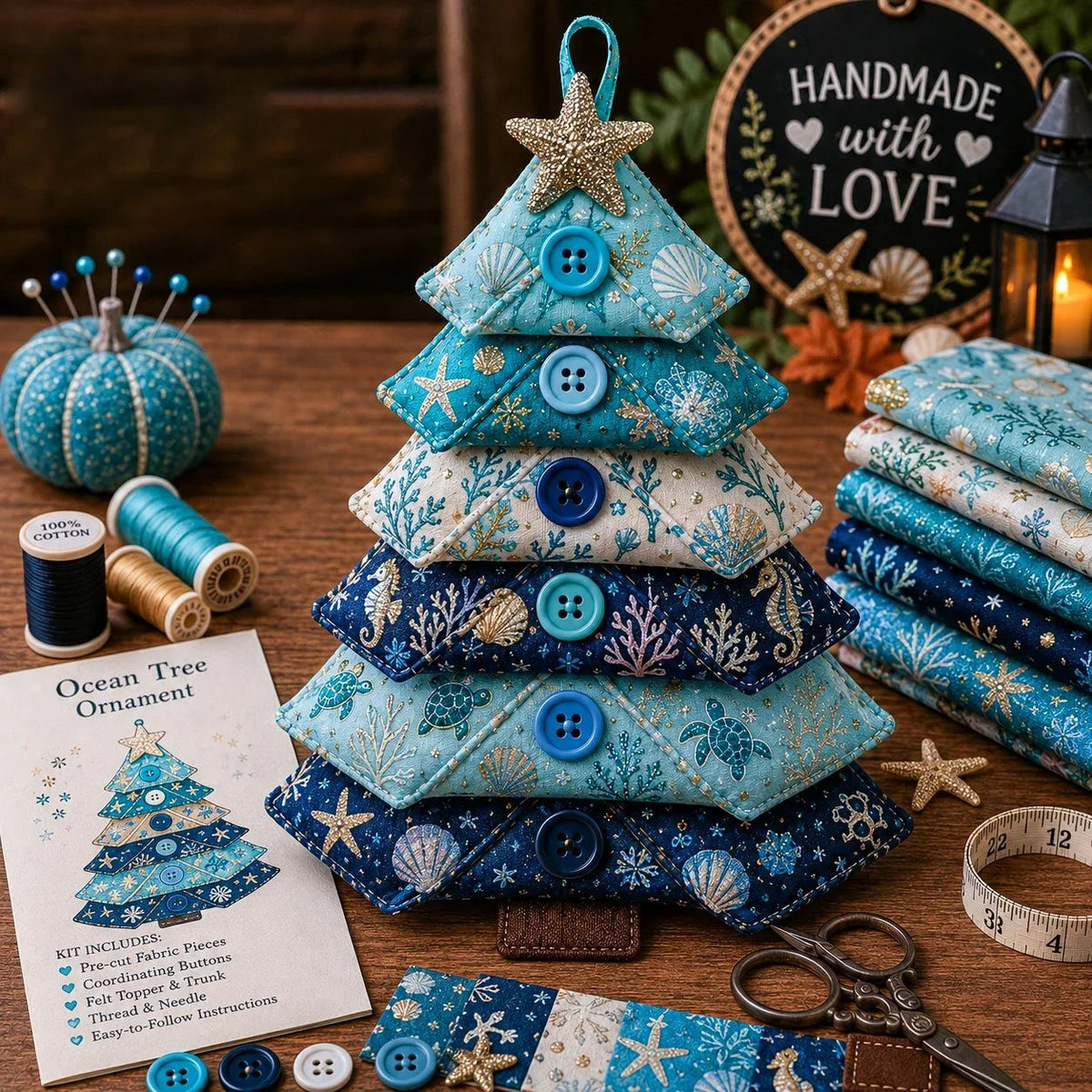 Hands-On Layered Fabric Tree Ornament DIY Sewing Kit for Creative Play