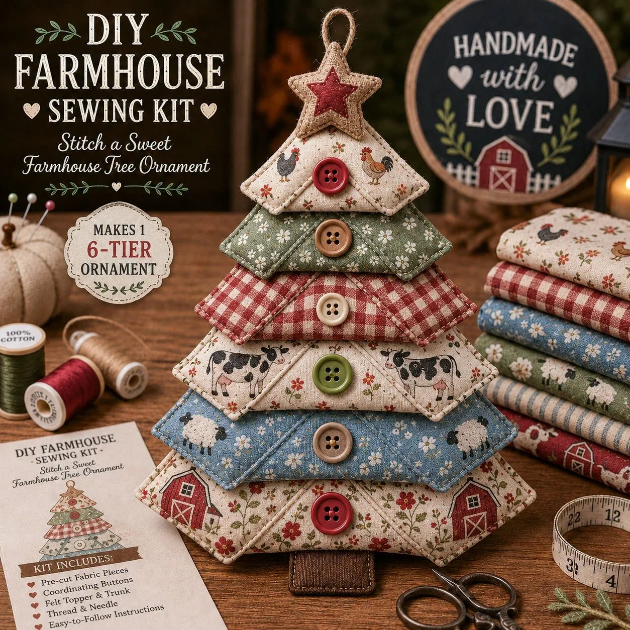 Hands-On Layered Fabric Tree Ornament DIY Sewing Kit for Creative Play
