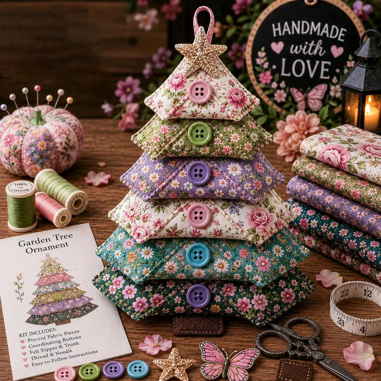 Hands-On Layered Fabric Tree Ornament DIY Sewing Kit for Creative Play