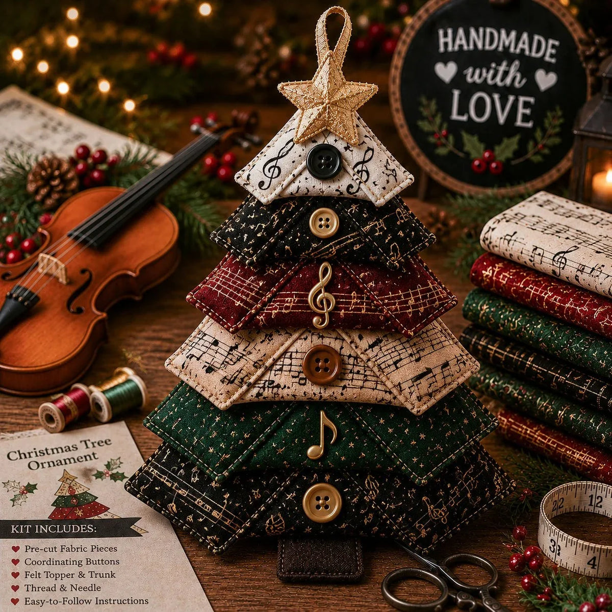 Hands-On Layered Fabric Tree Ornament DIY Sewing Kit for Creative Play