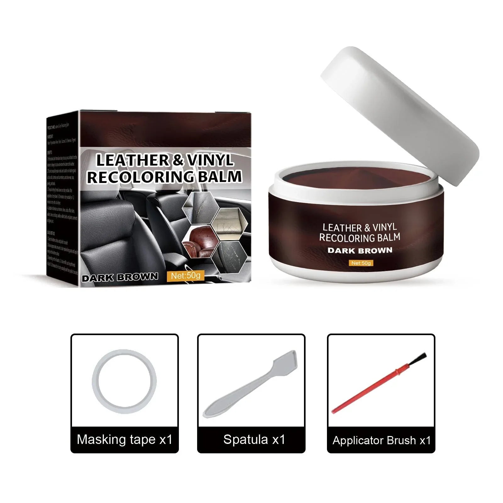 Hands-On Leather & Vinyl Recoloring Balm Kit – Restore Faded Seats