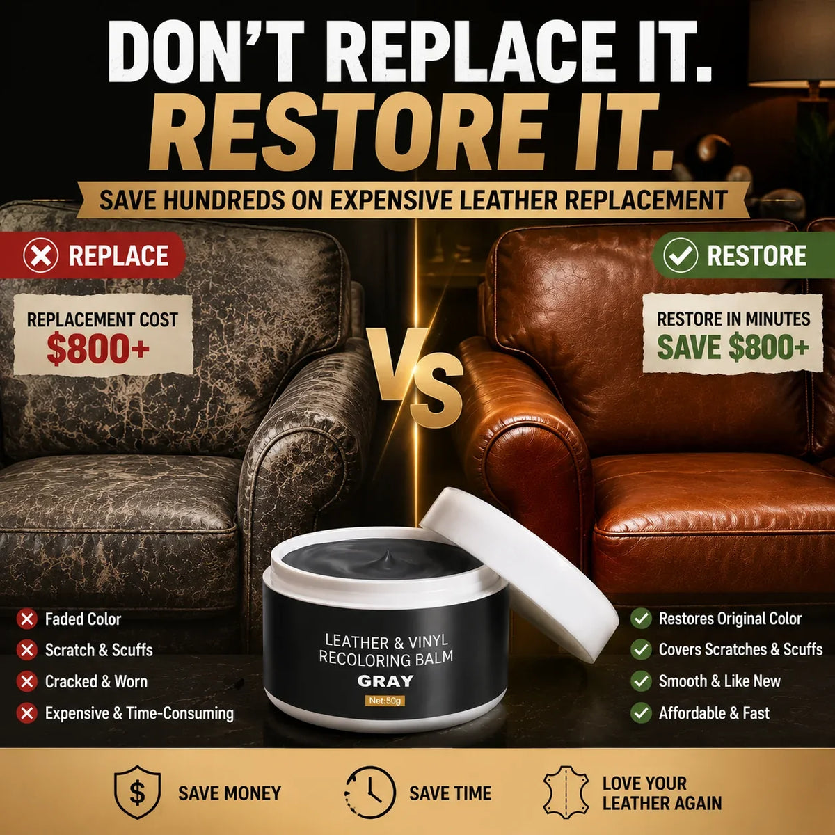 Hands-On Leather & Vinyl Recoloring Balm Kit – Restore Faded Seats