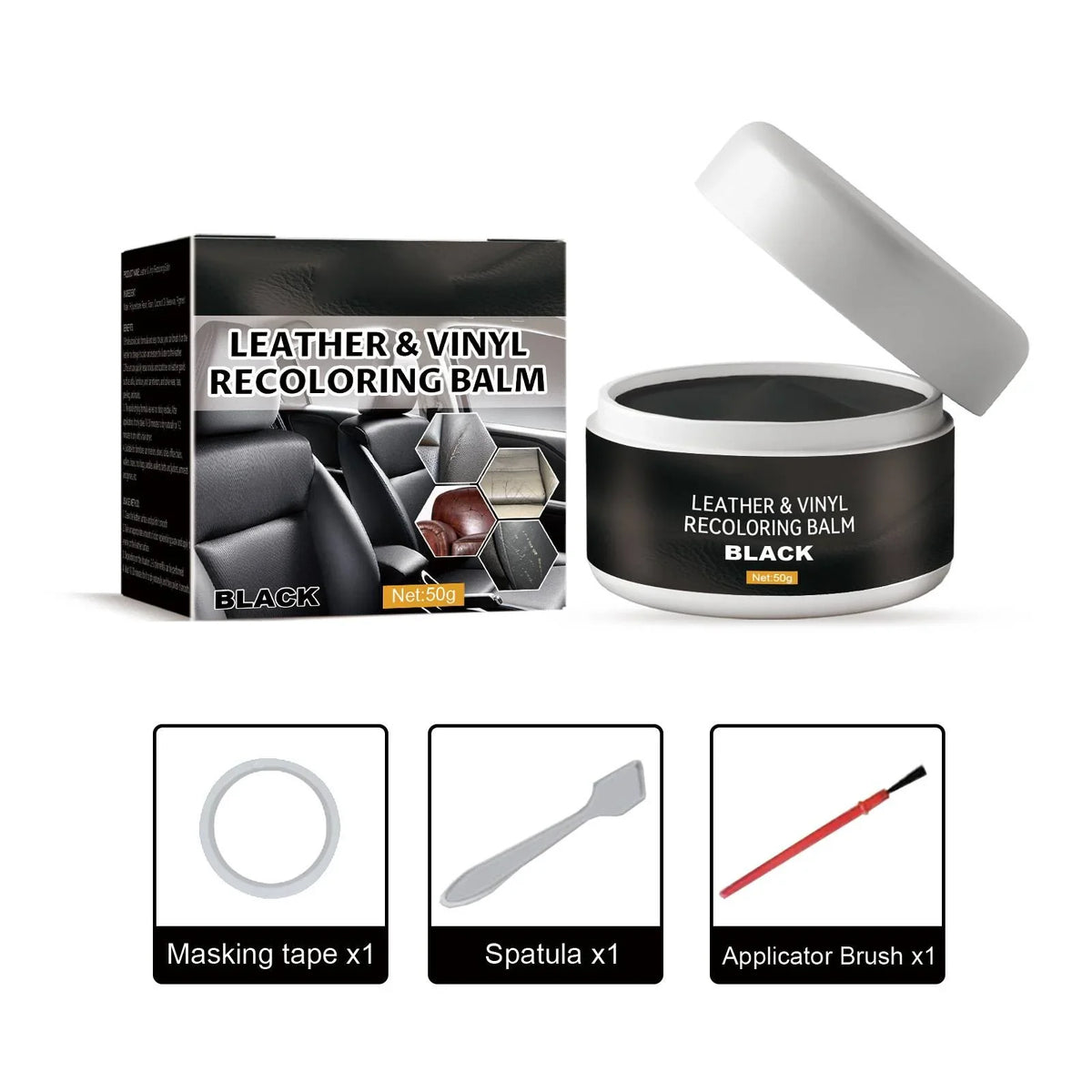 Hands-On Leather & Vinyl Recoloring Balm Kit – Restore Faded Seats