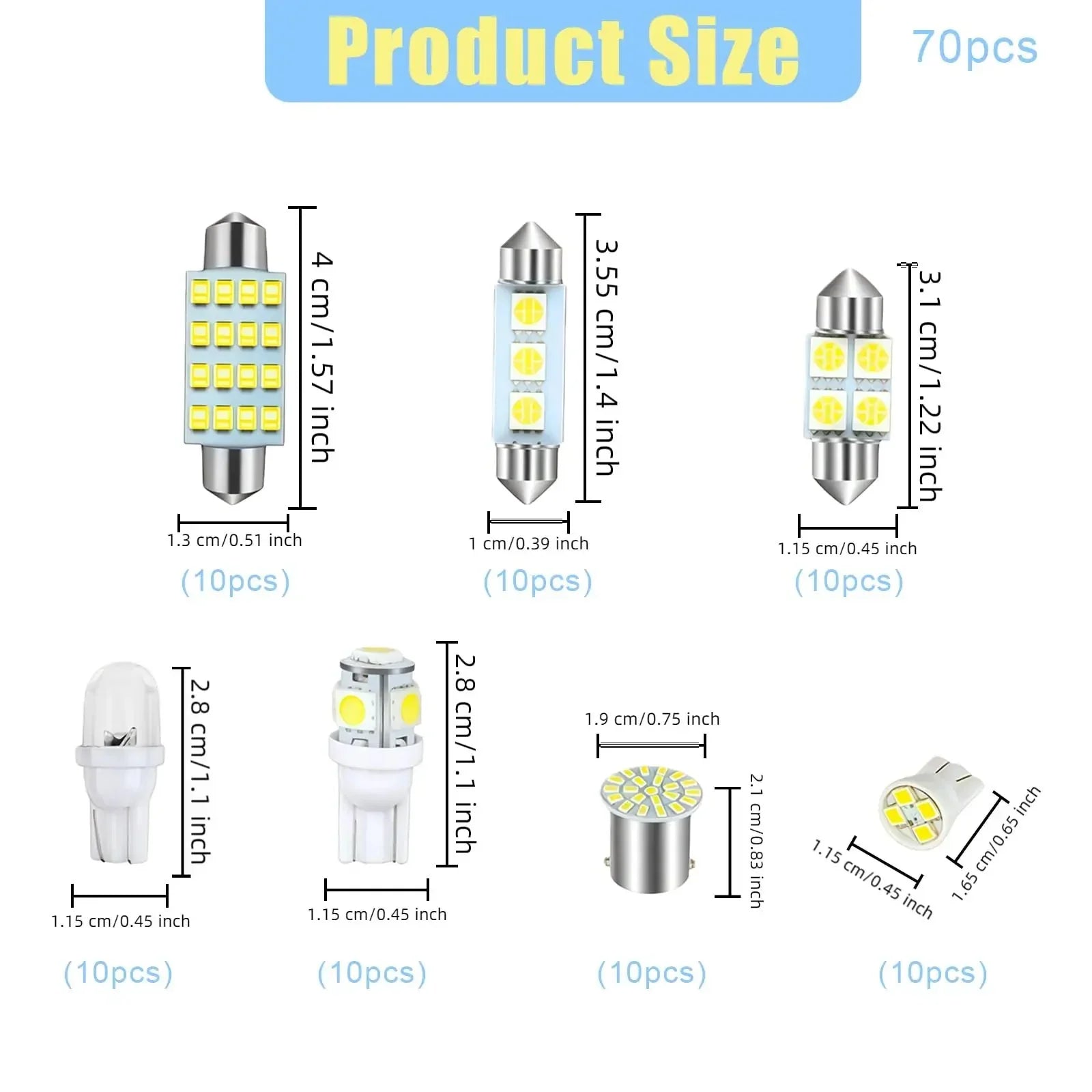Vehicle-Ready 70& 42 Pcs Interior Car Light Kit for Garage Use