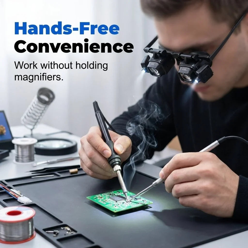 Decorative Head-Mounted Magnifier with LED Light for Focused Lighting