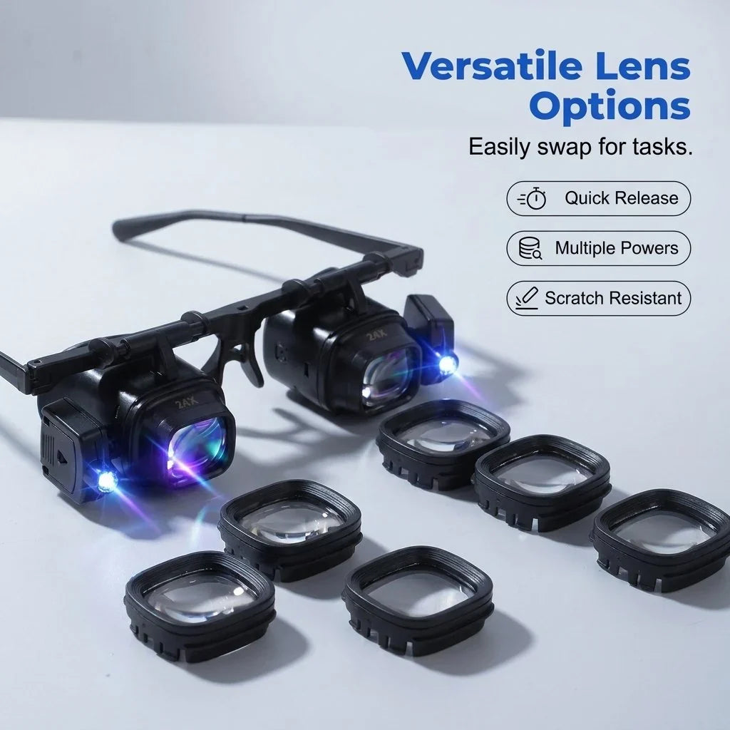 Decorative Head-Mounted Magnifier with LED Light for Focused Lighting