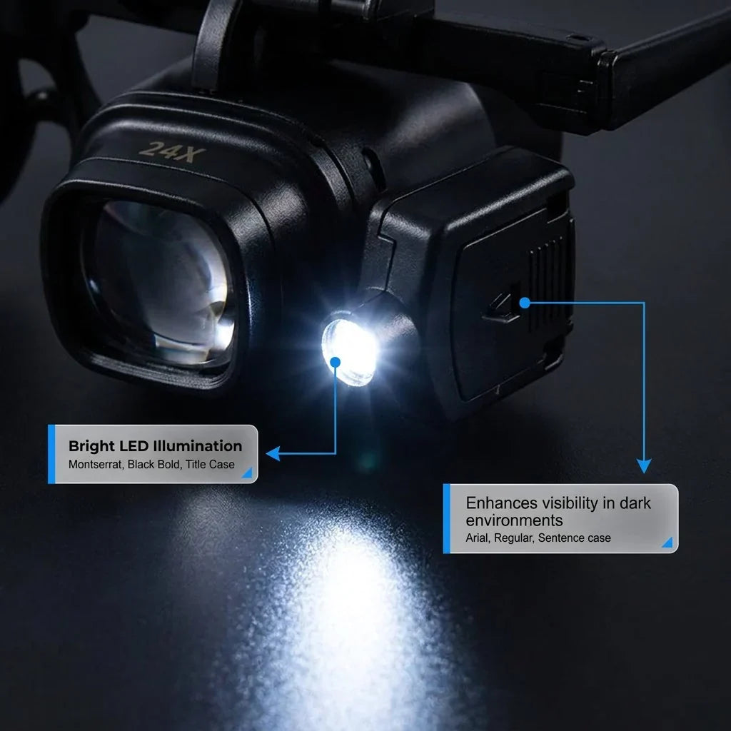 Decorative Head-Mounted Magnifier with LED Light for Focused Lighting