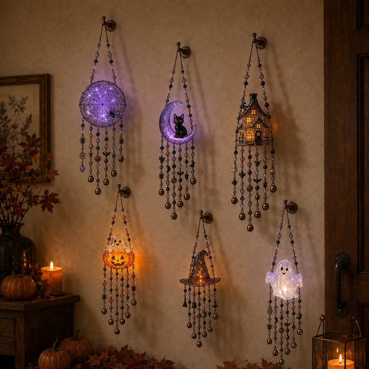 Glowing Beaded Halloween Chime for Hanging Displays