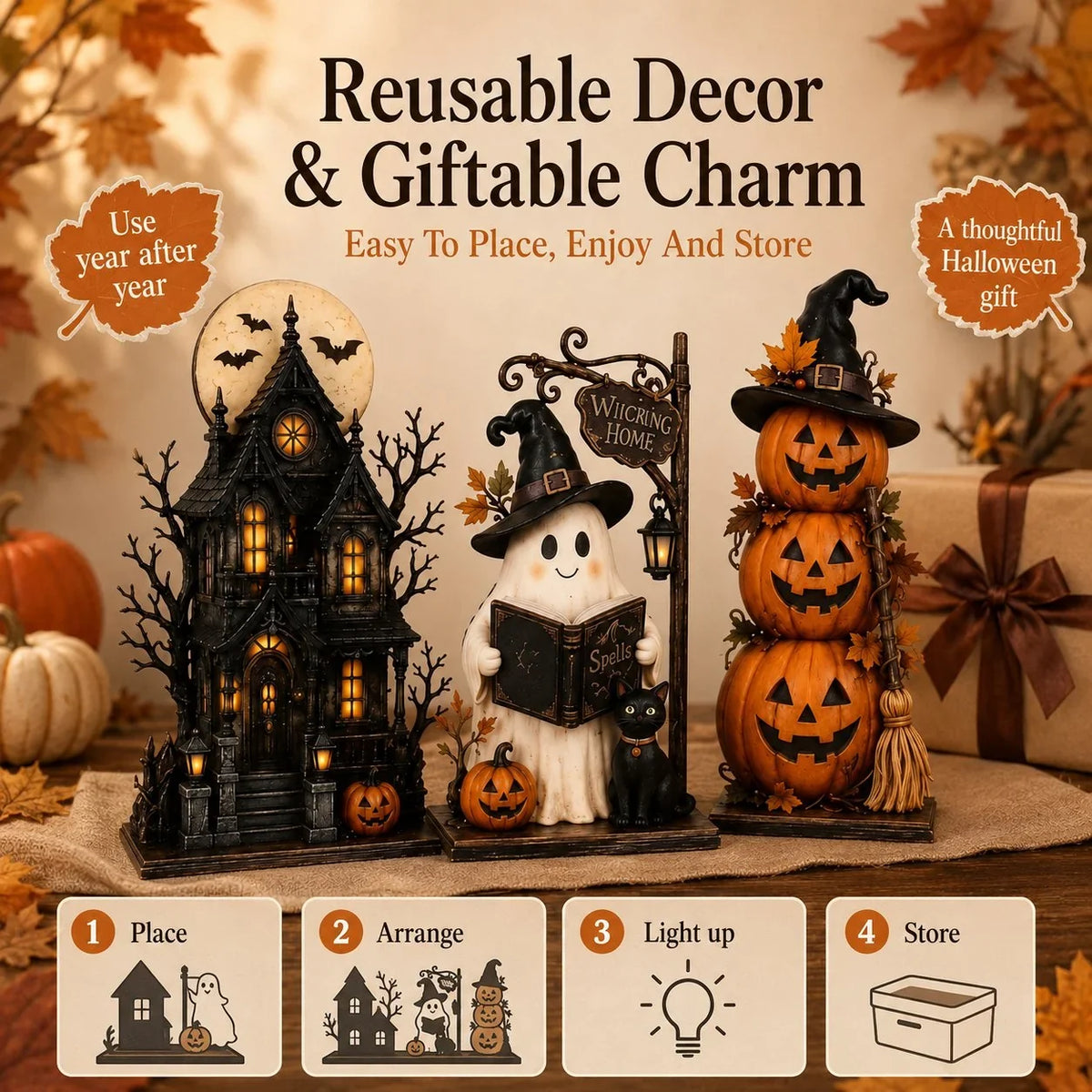 Decorative Lighted Haunted House & Character Figur – Lighted Halloween