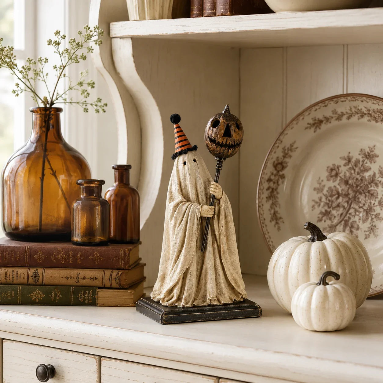 Decorative Summerween - Lighted Vintage Ghost Figurine with Glowing
