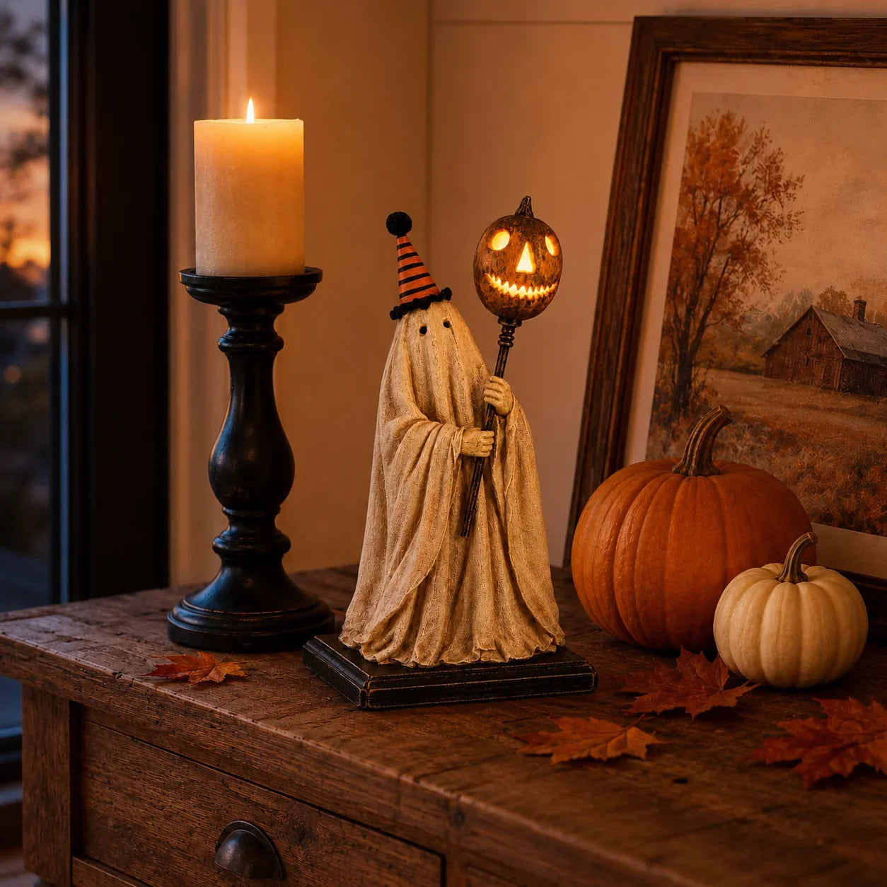 Decorative Summerween - Lighted Vintage Ghost Figurine with Glowing