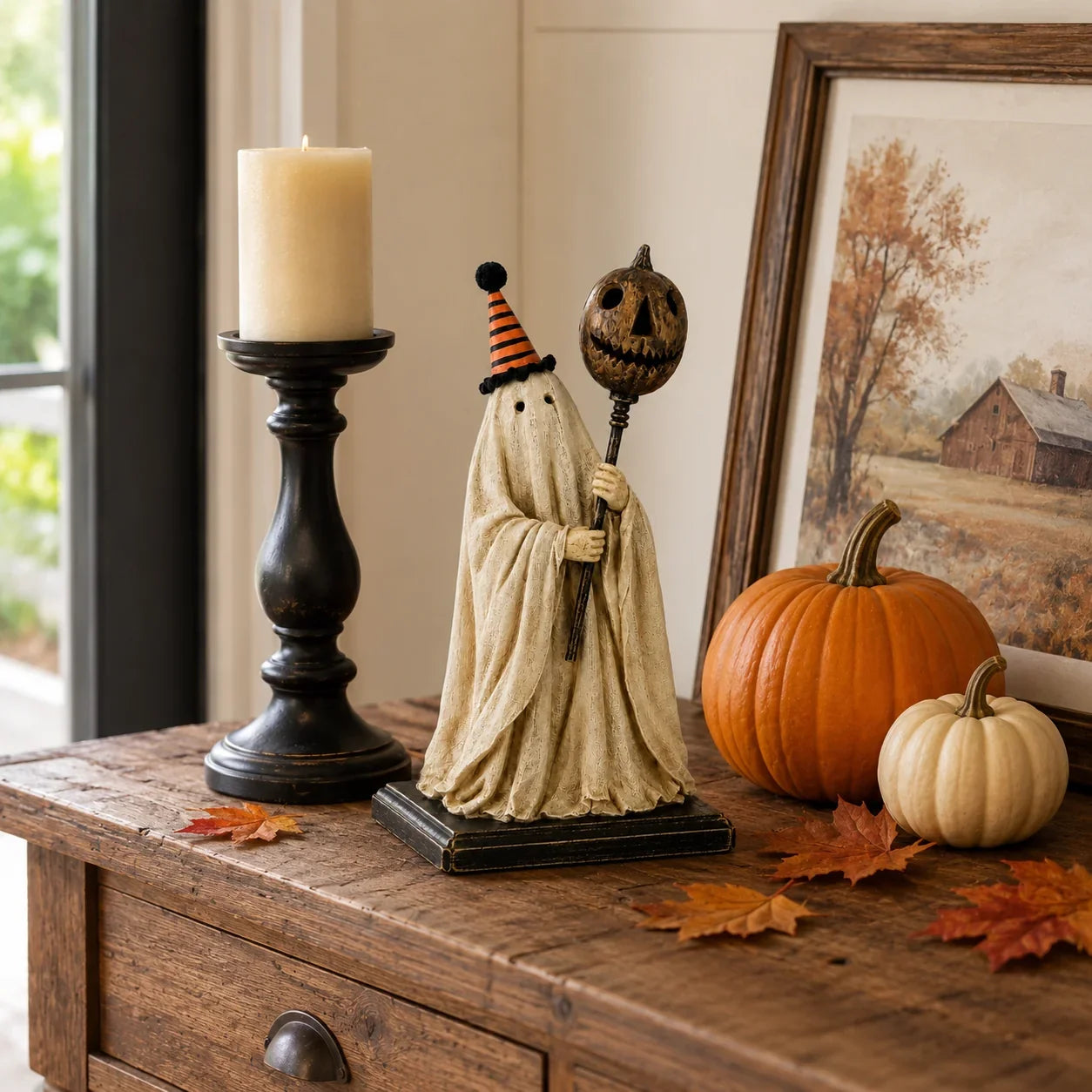 Decorative Summerween - Lighted Vintage Ghost Figurine with Glowing