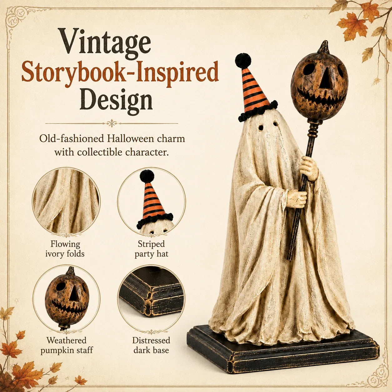 Decorative Summerween - Lighted Vintage Ghost Figurine with Glowing
