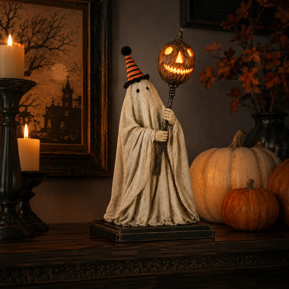 Decorative Summerween - Lighted Vintage Ghost Figurine with Glowing