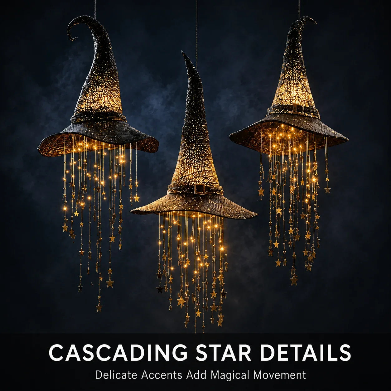 Decorative Lighted Witch Hat Hanging Chime for Focused Lighting