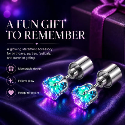 Decorative LED Light Up Crystal Stud Earrings – Colorful Glow, Unisex