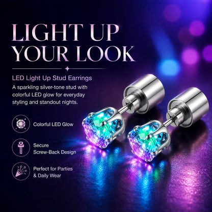 Decorative LED Light Up Crystal Stud Earrings – Colorful Glow, Unisex