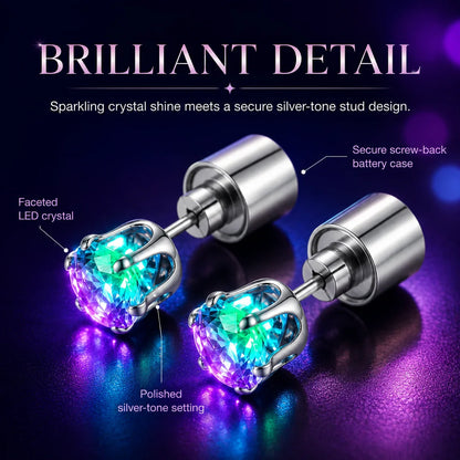 Decorative LED Light Up Crystal Stud Earrings – Colorful Glow, Unisex