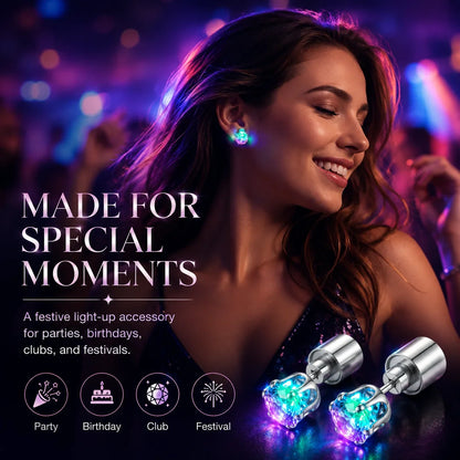 Decorative LED Light Up Crystal Stud Earrings – Colorful Glow, Unisex