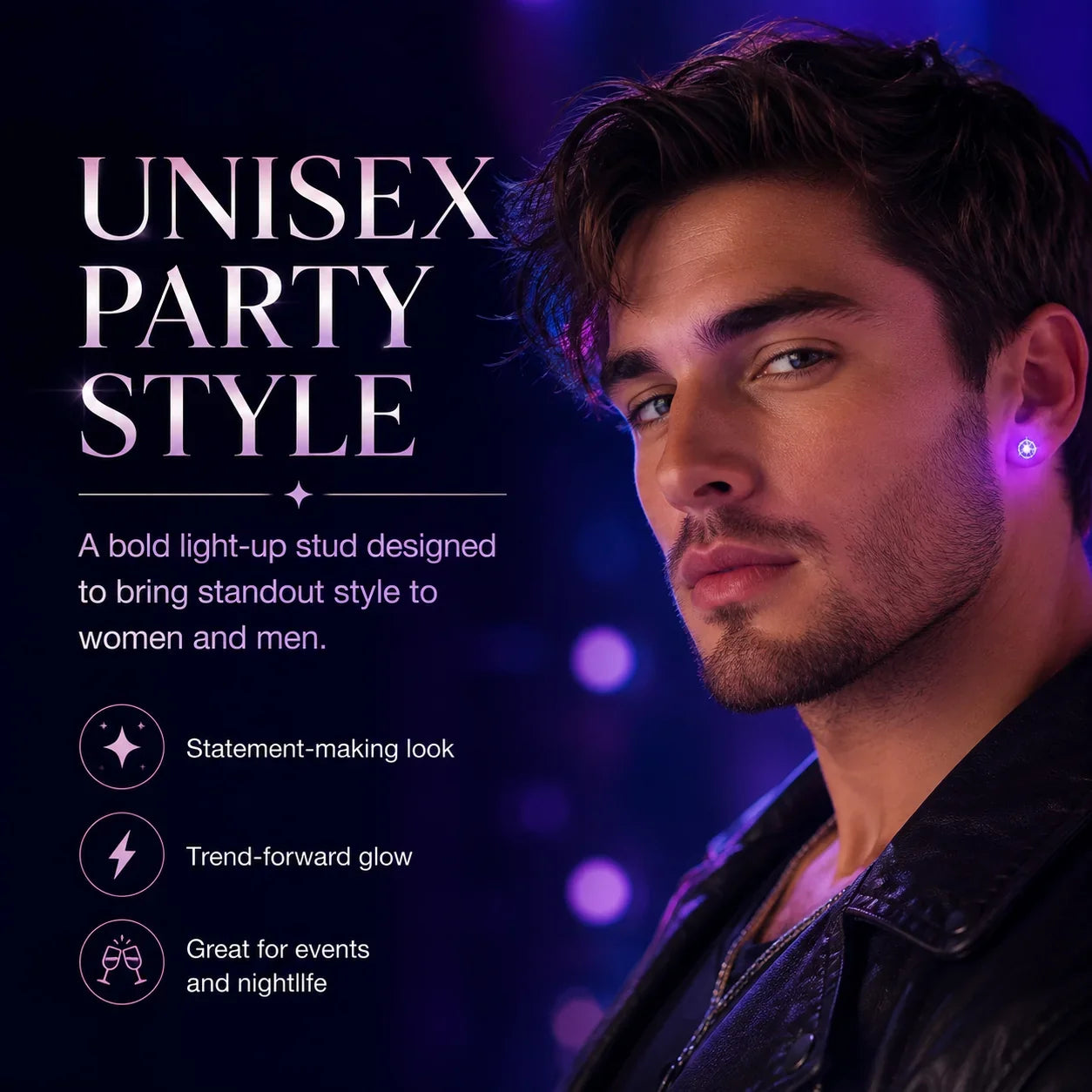 Decorative LED Light Up Crystal Stud Earrings – Colorful Glow, Unisex