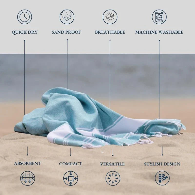 Lightweight Flat-Weave XL Beach Towel, 39 x 71-Inch Travel Size