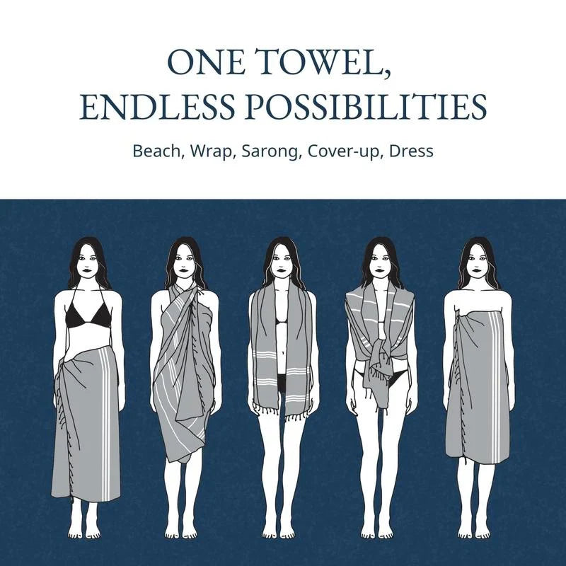 Lightweight Flat-Weave XL Beach Towel, 39 x 71-Inch Travel Size