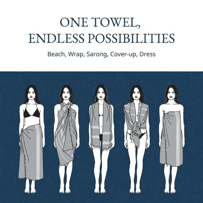 Lightweight Flat-Weave XL Beach Towel, 39 x 71-Inch Travel Size
