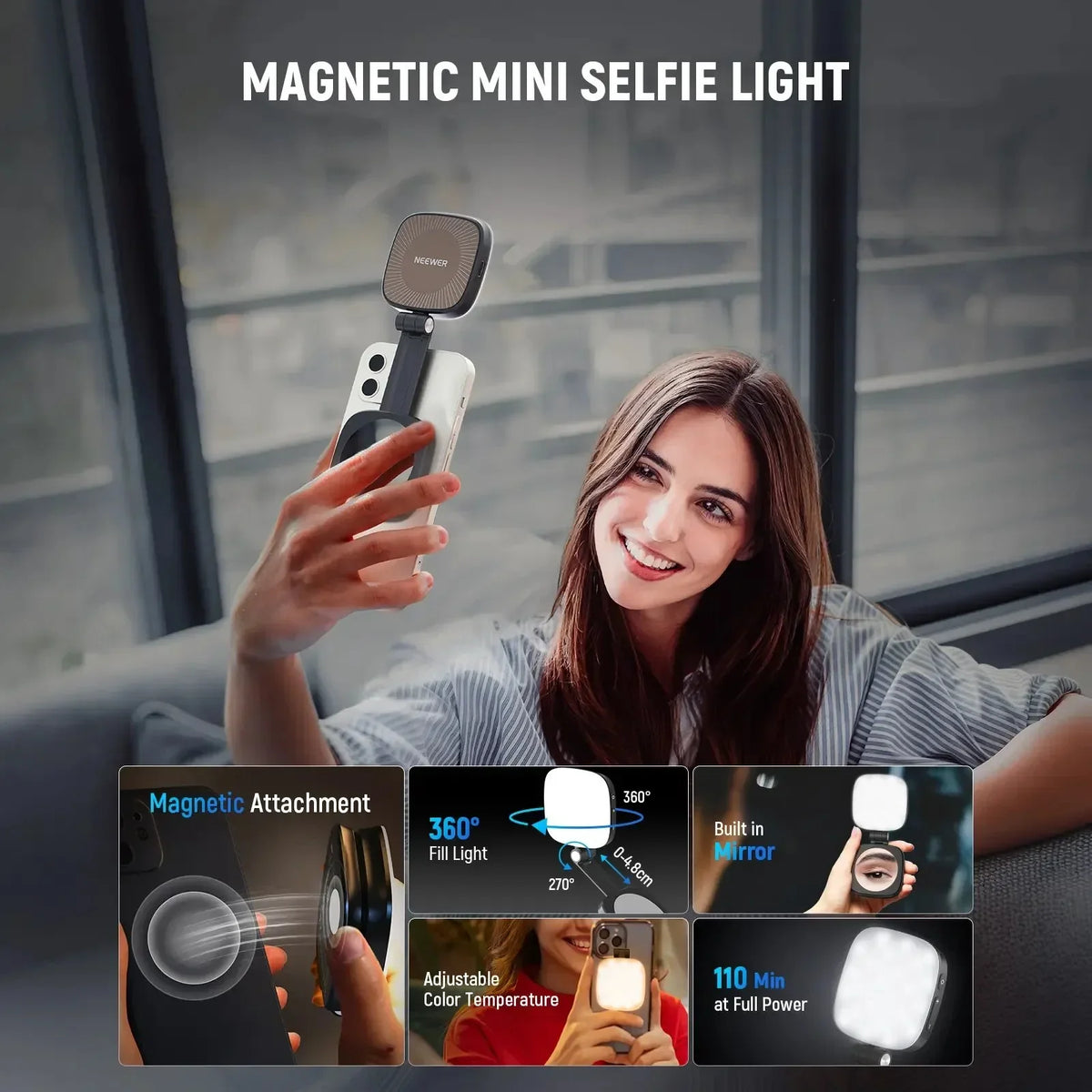 Decorative Magnetic Selfie Light for MagSafe iPhone – Foldable LED