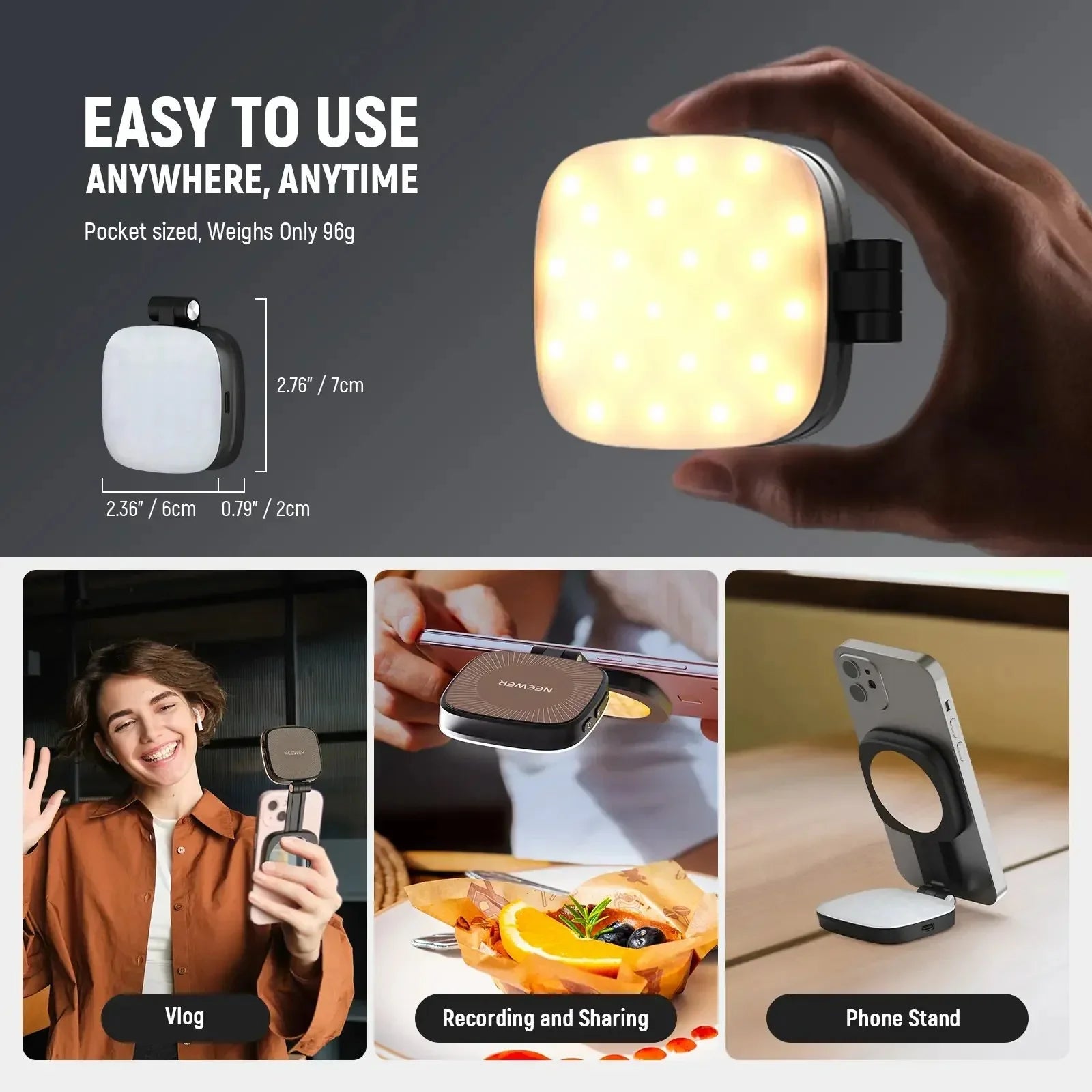 Decorative Magnetic Selfie Light for MagSafe iPhone – Foldable LED