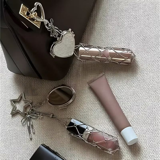 Purpose-Built Lipstick Holder Keychain with Mirror for Everyday Use