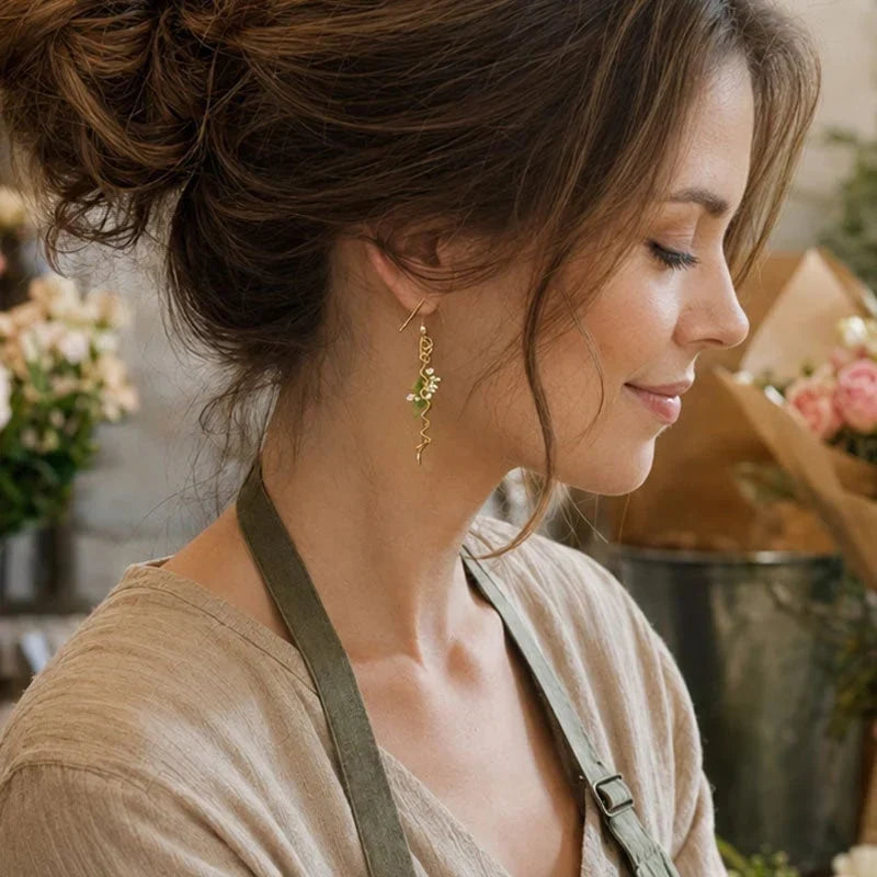 Distinctive 14K Spiral Ikebana Earrings for Everyday Wear