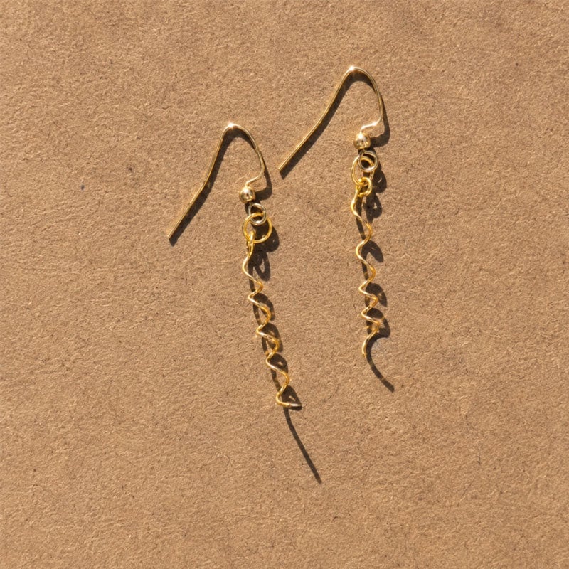 Distinctive 14K Spiral Ikebana Earrings for Everyday Wear