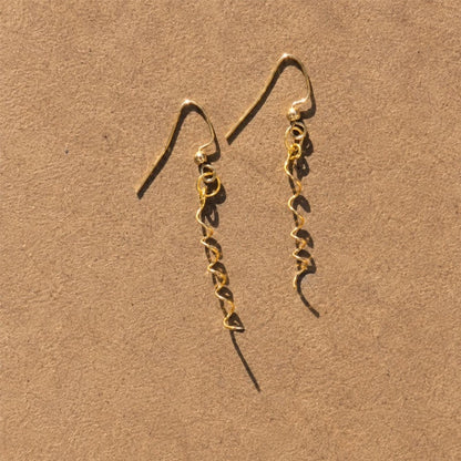 Distinctive 14K Spiral Ikebana Earrings for Everyday Wear