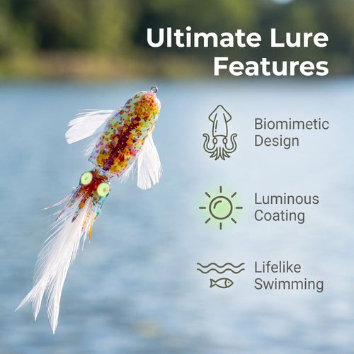 Purpose-Built Luminous Squid Feather Fishing Lure – Glow-in-the-Dark