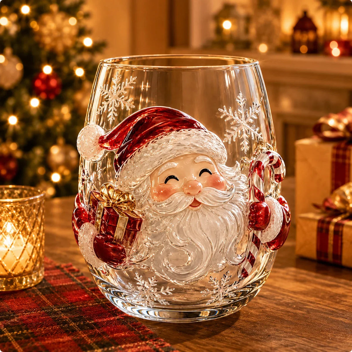 Purpose-Built Magical 3D Glass Cup Collection – Santa, Reindeer