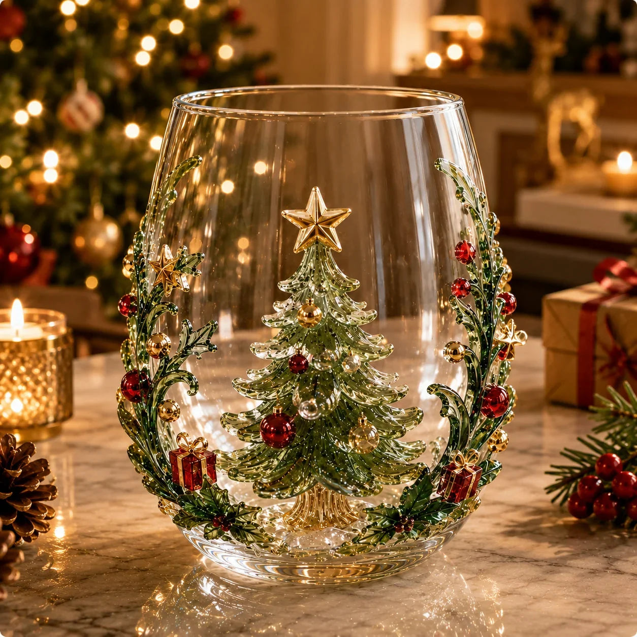 Purpose-Built Magical 3D Glass Cup Collection – Santa, Reindeer
